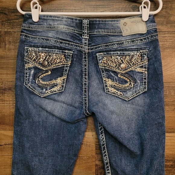 Silver Jeans Sz 28 Suki Mid Capri Super Stretch Tummy Control Medium Light Wash - Picture 4 of 14